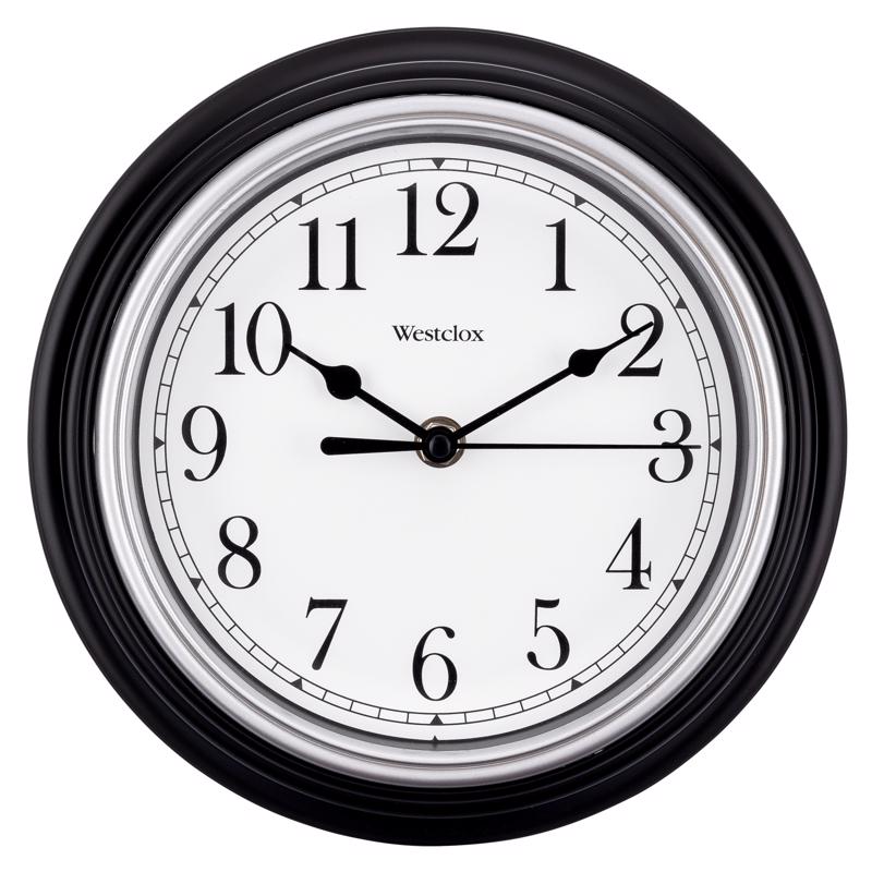 Westclox 8-1/2 in. L X 8-1/2 in. W Indoor Analog Wall Clock Plastic Black/White