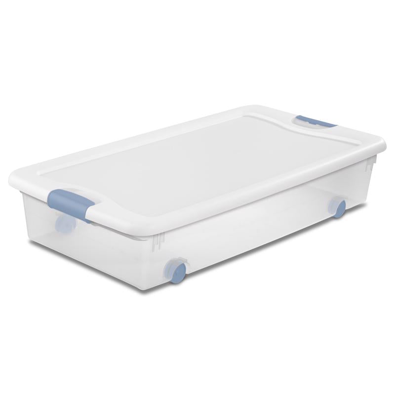 Sterilite 56 qt Clear/White Latch Storage Box 7 in. H X 33-7/8 in. W X 18-3/4 in. D Stackable