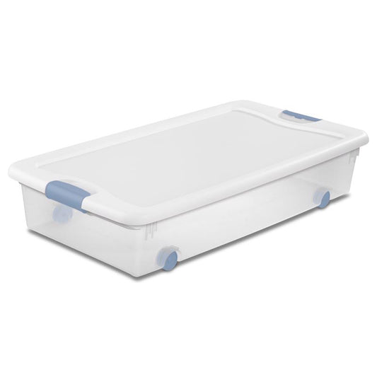 Sterilite 56 qt Clear/White Latch Storage Box 7 in. H X 33-7/8 in. W X 18-3/4 in. D Stackable