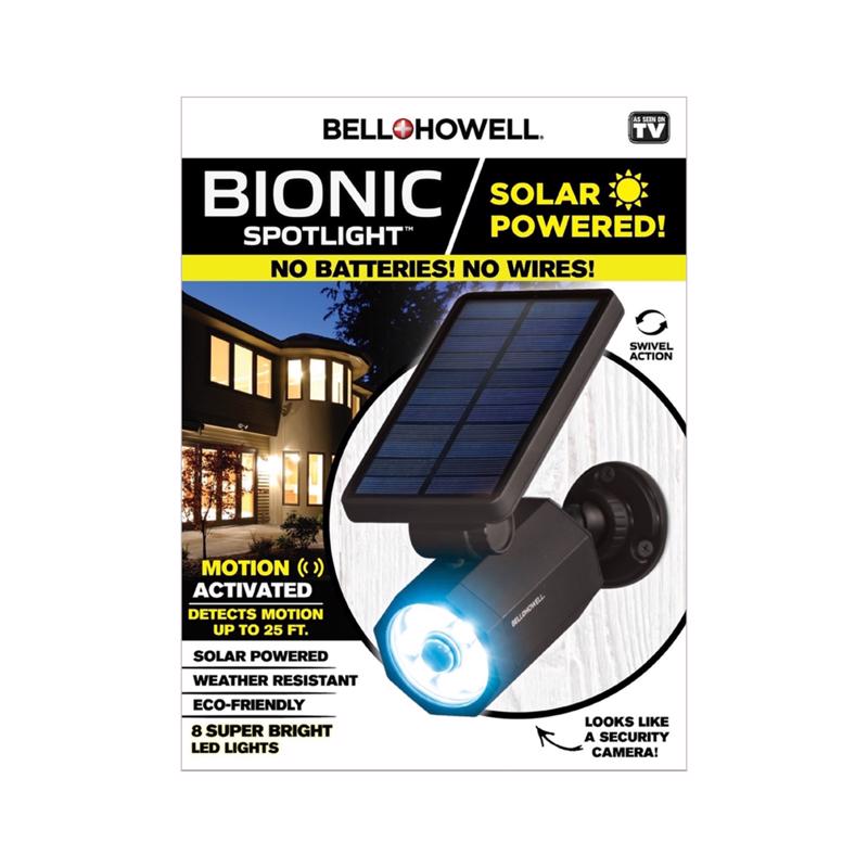 Bell & Howell Bionic Motion-Sensing Solar Powered LED Black Spotlight