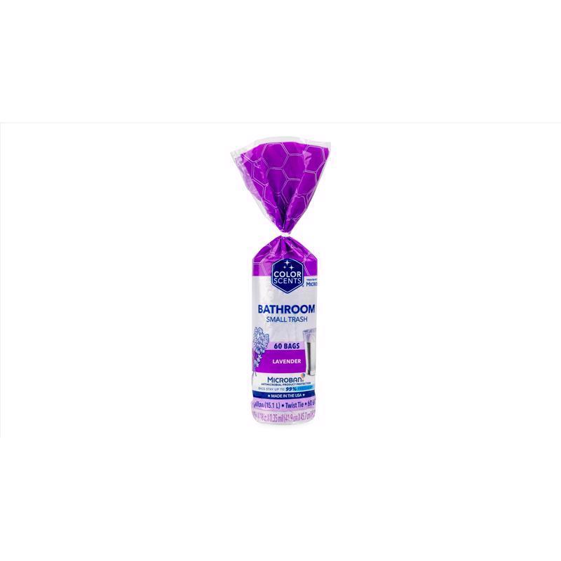 Color Scents 4 gal Lavender Trash Bags Twist Tie 60 pk