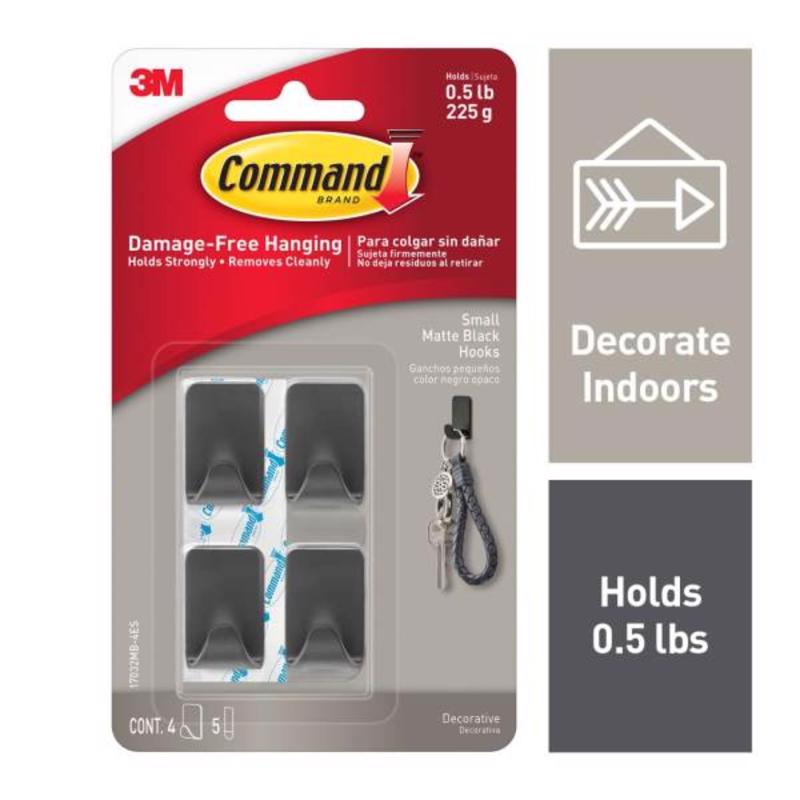 3M Command Small Plastic Hook 1 in. L 4 pk