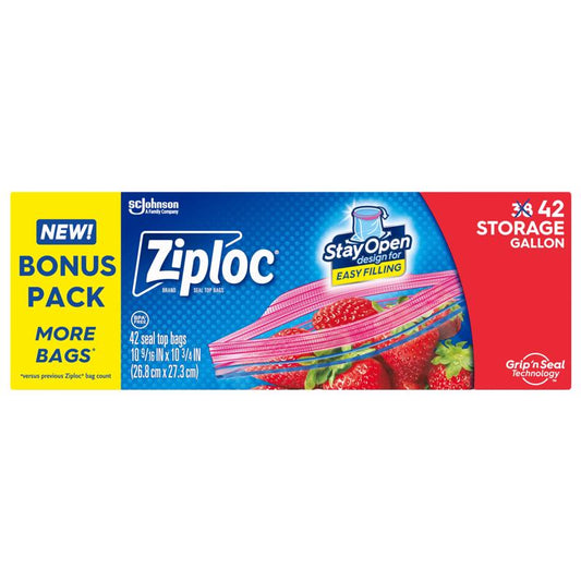 Ziploc Grip 'n Seal Technology 1 gal Clear Zipper Storage Bag 42 pk