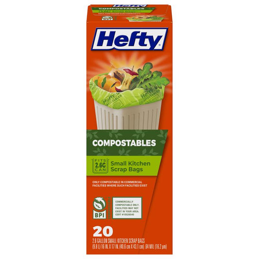 Hefty 2.6 gal No Scent Compost Bags Flap Tie 20 pk