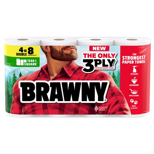 Brawny Tear-A-Square Paper Towels 76 sheet 3 ply 4 pk