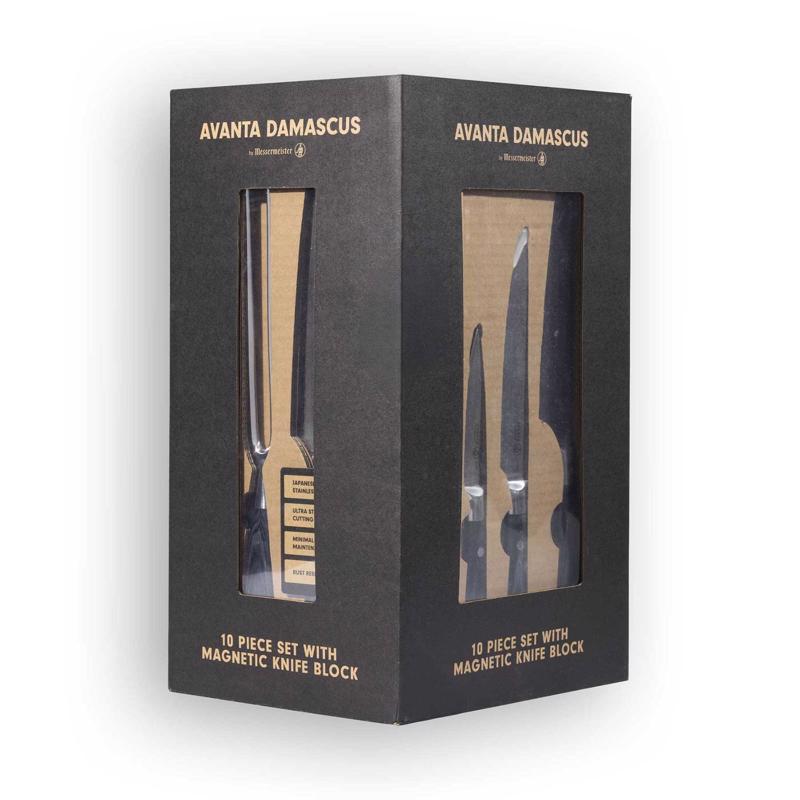 Messermeister Avanta Damascus Steel Block Knife Set 10 pc