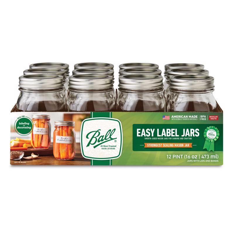 Ball Regular Mouth Mason Jar 16 oz 12 pk