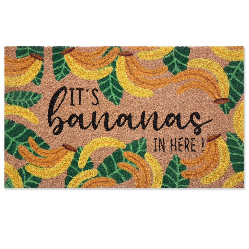 First Concept 18 in. W X 30 in. L Multi-Color Its Bananas In Here Coir Door Mat