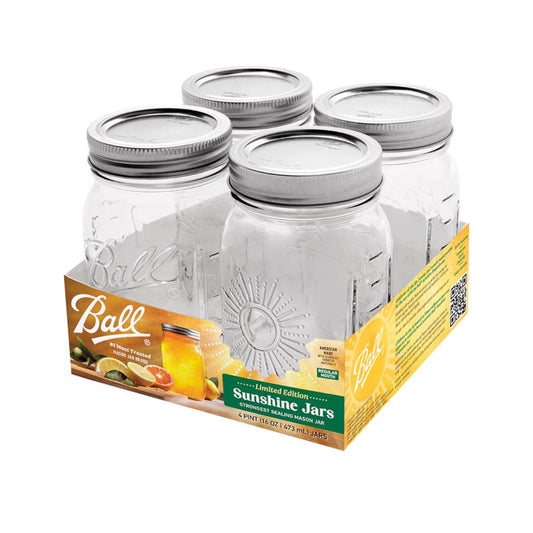 Ball Sunshine Regular Mouth Mason Jar 16 oz 4 pk