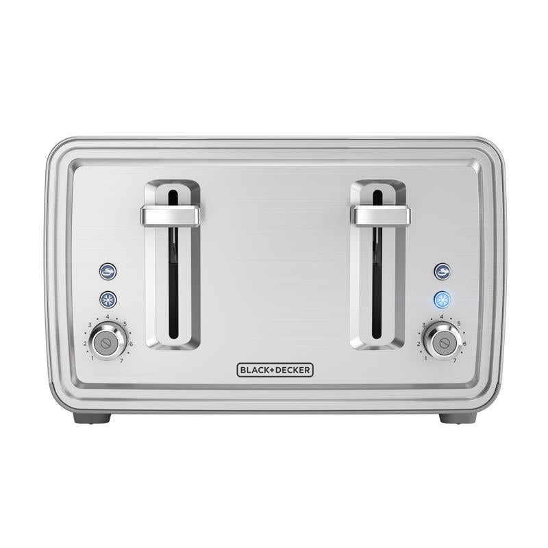Black+Decker Stainless Steel Silver 4 slot Toaster 7.6 in. H X 11.8 in. W X 10.6 in. D