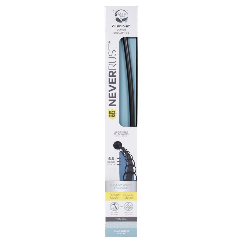 CURVED SHOWR ROD BLK 72'