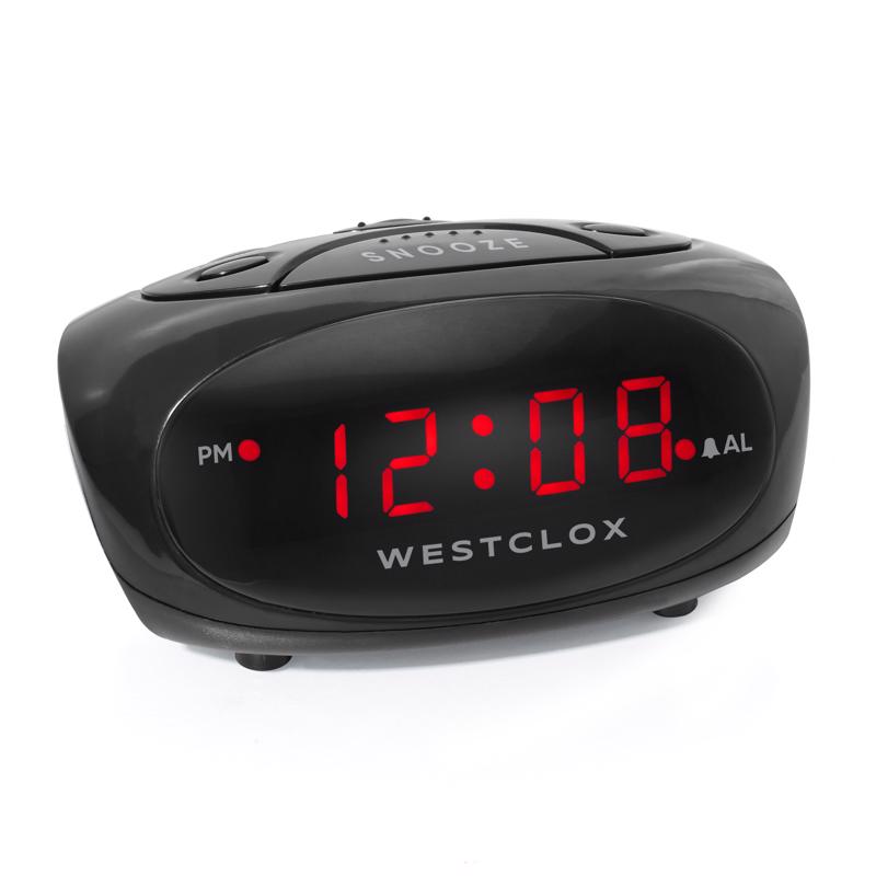 Westclox 0.6 in. Black Alarm Clock LED Plug-In