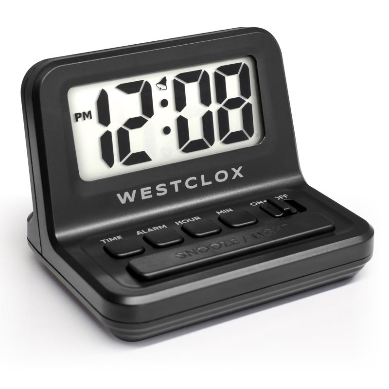 Westclox 0.8 in. Black Travel Alarm Clock Digital