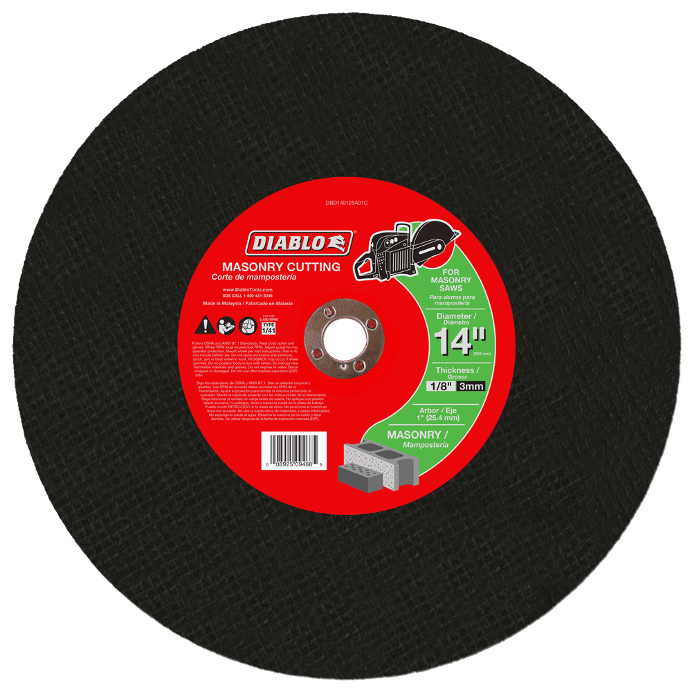 Diablo 14 in. D X 1 in. X 1/8 in. thick Silicon Carbide High Speed Masonry Cut-Off Disc 1 pk — 5-Pack