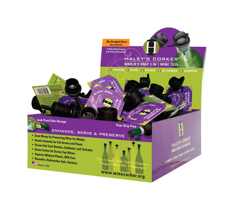 Haley's Corker Black Plastic 5-in-1 Corker/Pourer