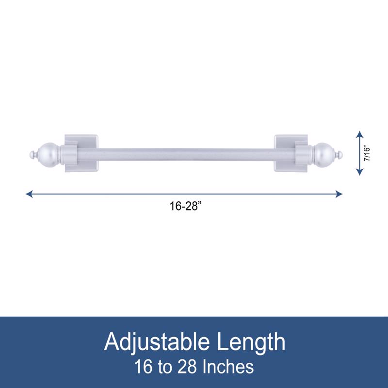 Kenney Satin Silver Traditional/Transitional Magnet Cafe Rod 16 in. L X 28 in. L