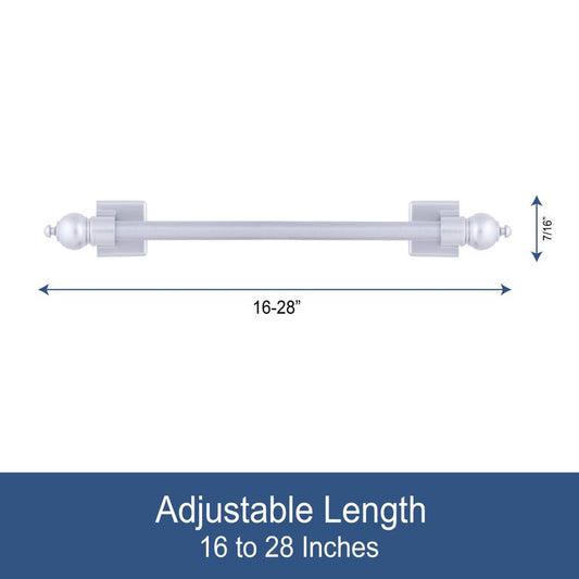 Kenney Satin Silver Traditional/Transitional Magnet Cafe Rod 16 in. L X 28 in. L