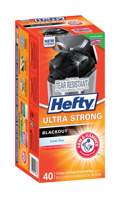 Hefty Ultra Strong 13 gal No Scent Kitchen Trash Bags Drawstring 40 pk