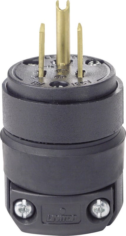 Leviton Residential Rubber Ground/Straight Blade Plug 5-15P 18-12 AWG 2 Pole 3 Wire