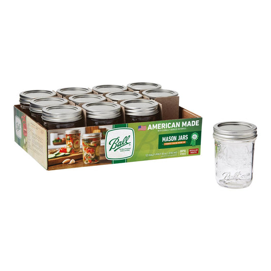 Ball Regular Mouth Mason Jar 8 oz 12 pk
