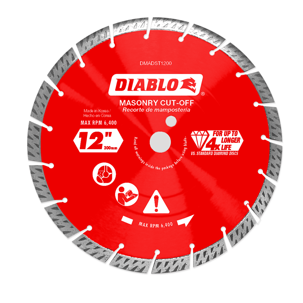 Diablo 12 in. D X 1 in. X .110 in. thick Diamond Turbo Rim Masonry Cut-Off Disc
