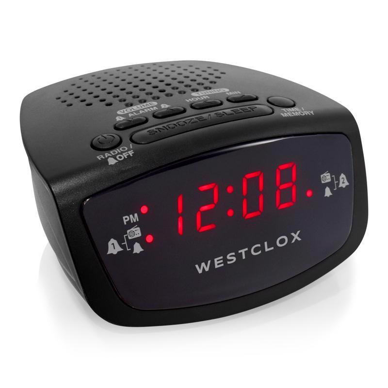 Westclox Black Alarm Clock Digital Plug-In