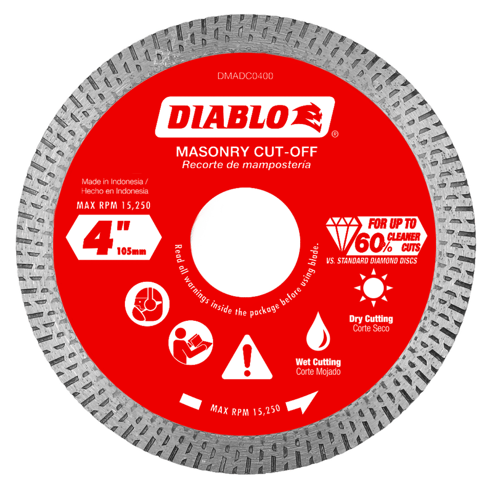 Diablo 4 in. D X 7/8 in. X .055 in. thick Diamond Masonry Cut-Off Disc 1 pk