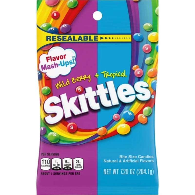 Skittles Mash Ups Tropical and Wildberry Candy 7.2 oz