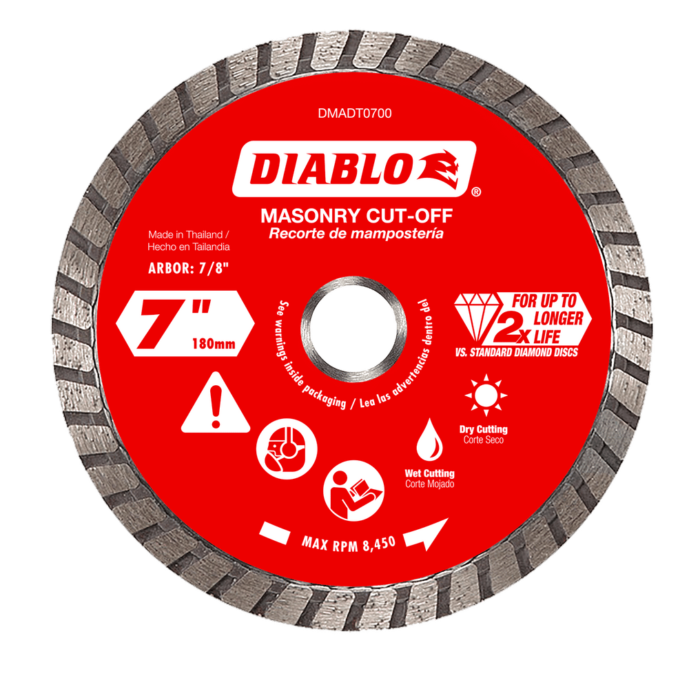 Diablo 7 in. D X 7/8 in. X .09 in. thick Diamond Masonry Cut-Off Disc 1 pk