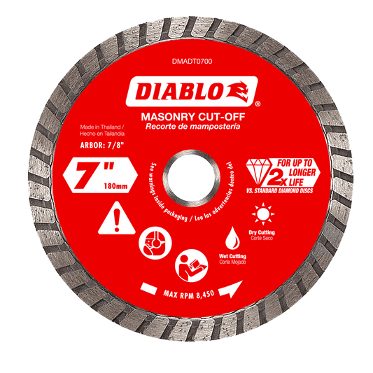 Diablo 7 in. D X 7/8 in. X .09 in. thick Diamond Masonry Cut-Off Disc 1 pk