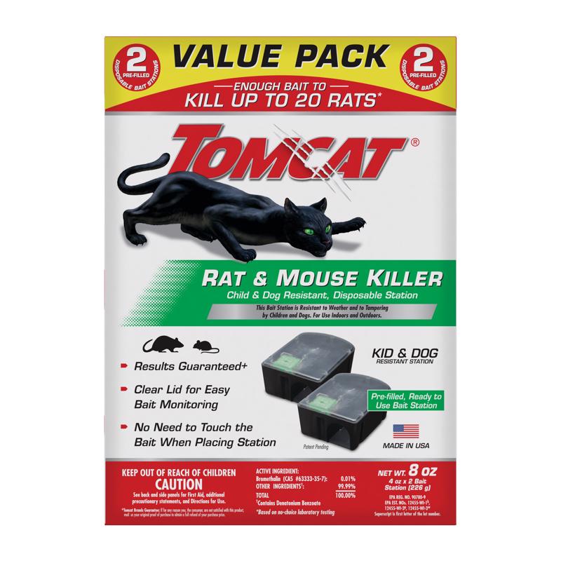 Tomcat Bait Station and Bait Blocks For Mice and Rats 4 oz 2 pk