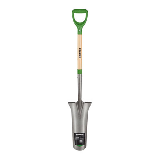 Truper Tru-Tough 48 in. Steel Round Drain Spade Wood Handle