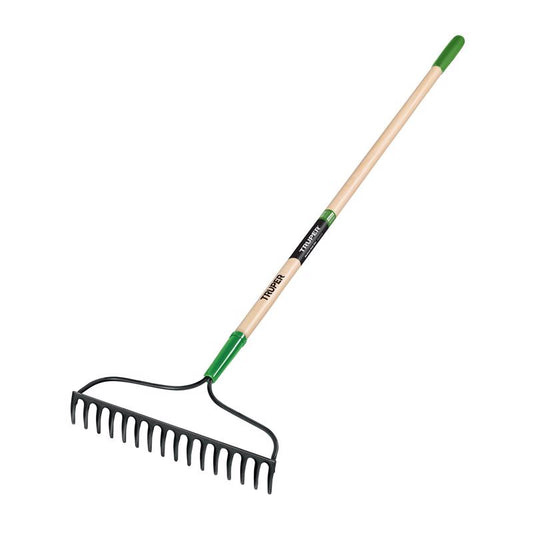 Truper Tru-Tough 59.75 in. 16 Tine Steel Bow Rake Wood Handle