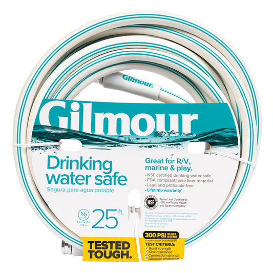 Gilmour Drinking Water Safe 5/8 in. D X 25 ft. L RV/Marine Hose