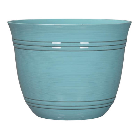 L&G 11 in. H X 14.5 in. W X 14.5 in. D X 14.5 in. D Polyresin Galileo Planter Aqua