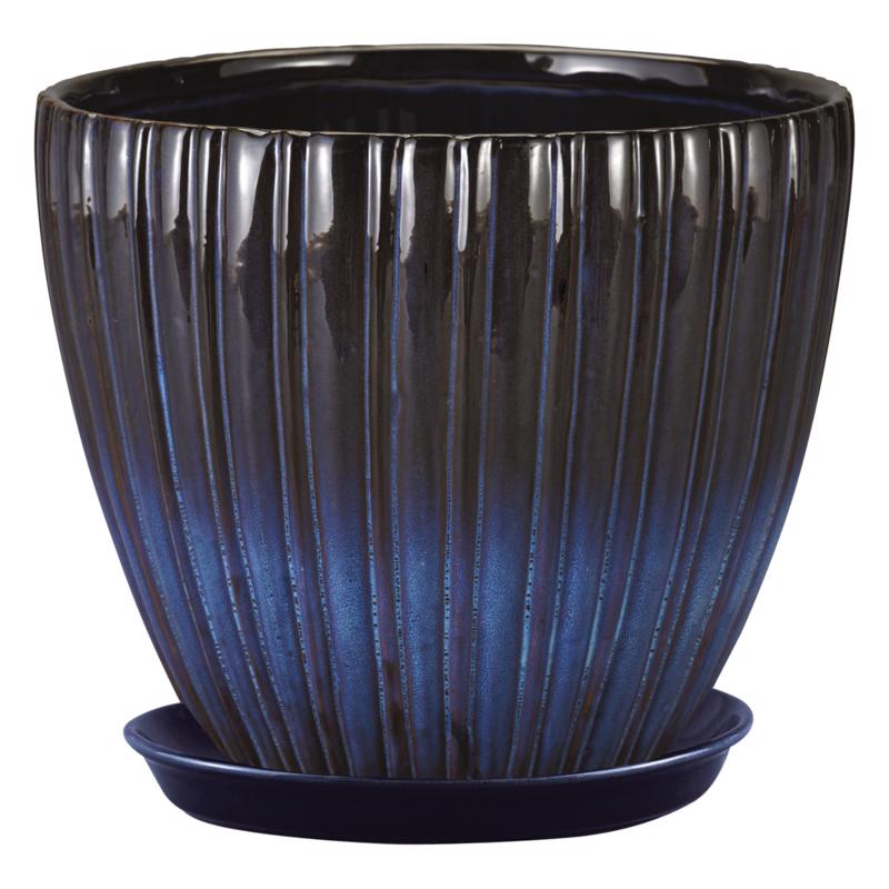 Border Concepts 6 in. W Ceramic Lady Jane Cup Planter Rain Grey