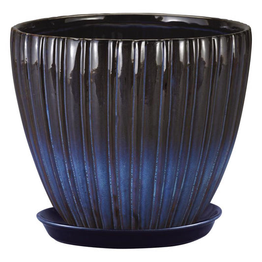Border Concepts 6 in. W Ceramic Lady Jane Cup Planter Rain Grey