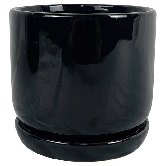 Border Concepts 6 in. D Ceramic Cover Pot Black