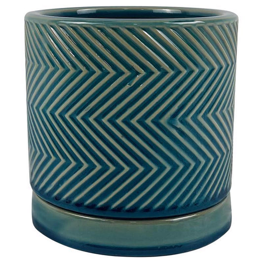 Border Concepts 6 in. D Ceramic Cross Pattern Planter Blue