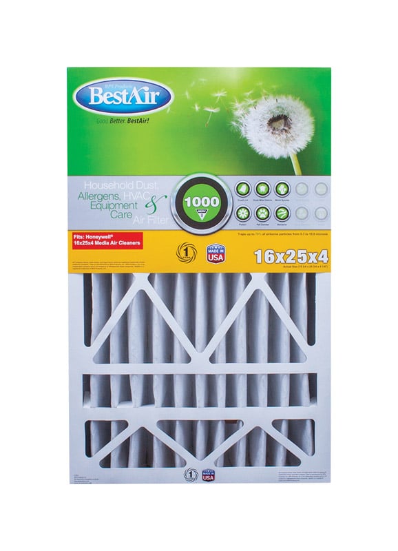 BestAir 25 in. W X 16 in. H X 4 in. 8 MERV Pleated Air Filter 1 pk