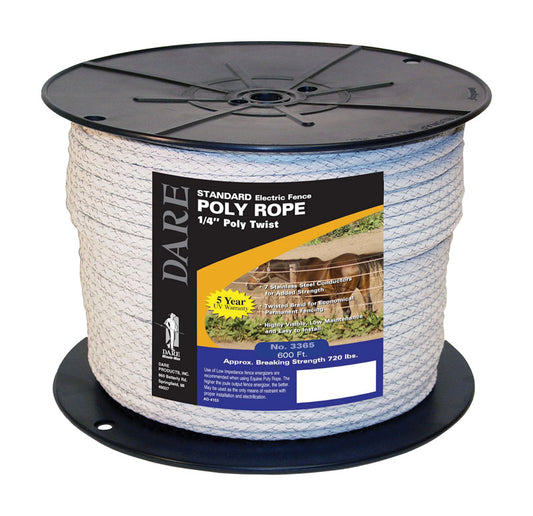 Dare 1/4 in. D X 600 ft. L White Twisted Poly Rope