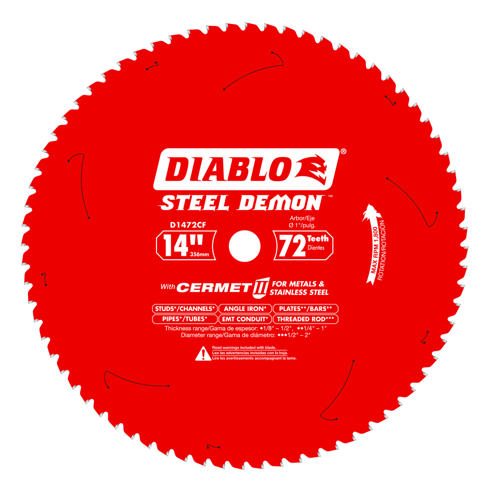 Diablo Steel Demon 14 in. D X 1 in. Medium Metal Cermet Circular Saw Blade 72 teeth 1 pk