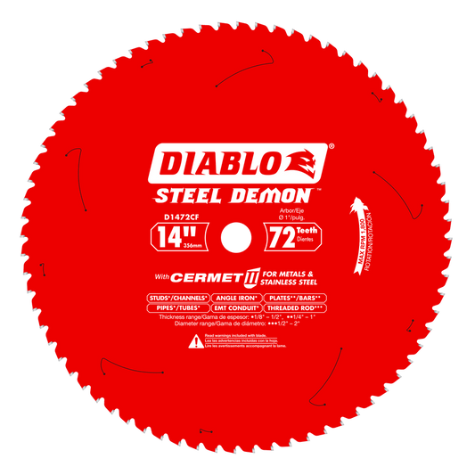 Diablo Steel Demon 14 in. D X 1 in. Medium Metal Cermet Circular Saw Blade 72 teeth 1 pk