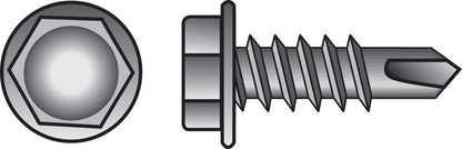 HILLMAN No. 10-16 Ga. X 1-1/4 in. L Hex Hex Washer Head Self-Drilling Screws 100 pk