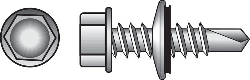HILLMAN No. 12 Ga. X 3/4 in. L Hex Hex Washer Head Self-Drilling Screws 100 pk