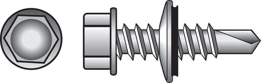 HILLMAN 1/4 in. Ga. X 1 in. L Hex Hex Washer Head Self-Drilling Screws 100 pk