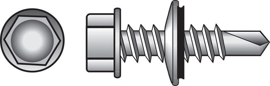 HILLMAN 1/4 in. Ga. X 2 in. L Hex Hex Washer Head Self-Drilling Screws 100 pk