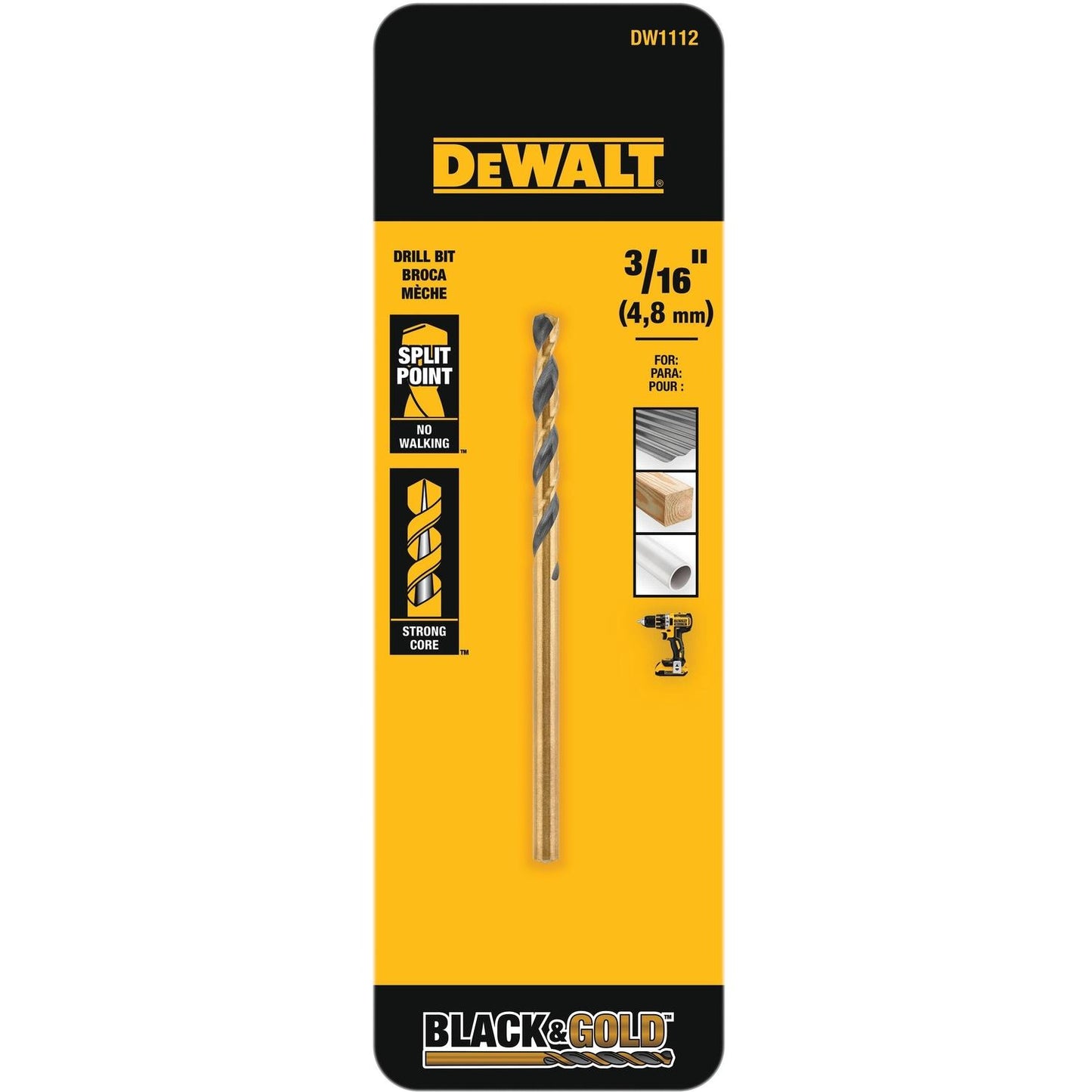 BLK&GLD DRILL BIT 3/16"