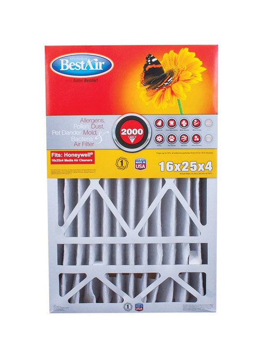 BestAir 25 in. W X 16 in. H X 4 in. 11 MERV Pleated Air Filter 1 pk
