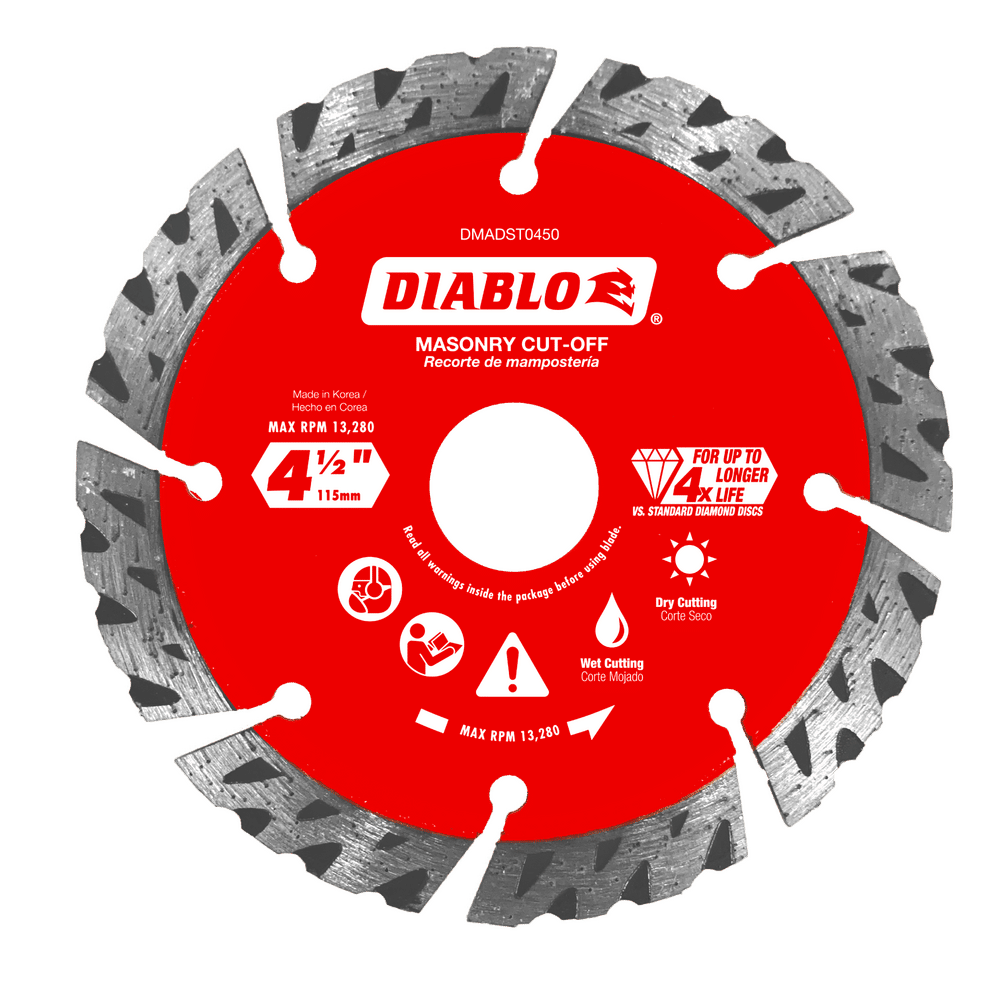 Diablo 4-1/2 in. D X 7/8 in. X .094 in. thick Diamond Segmented Turbo Masonry Cut-Off Disc